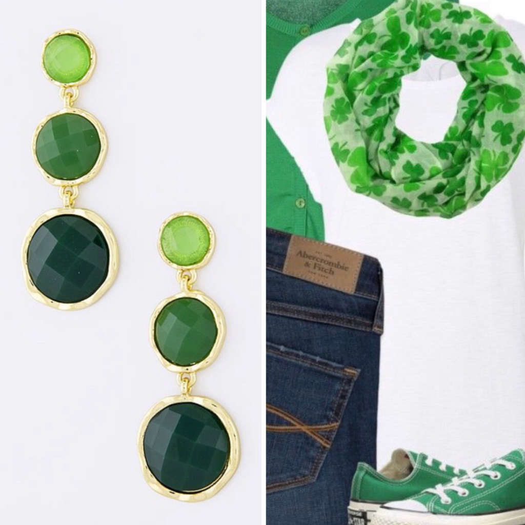 Triple Green Earrings, Nwt